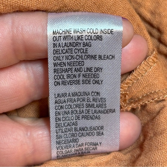 Democracy Above Elbow Bubble Sleeve Square Crochet Neck Woven Top Sz  XL - Picture 11 of 12